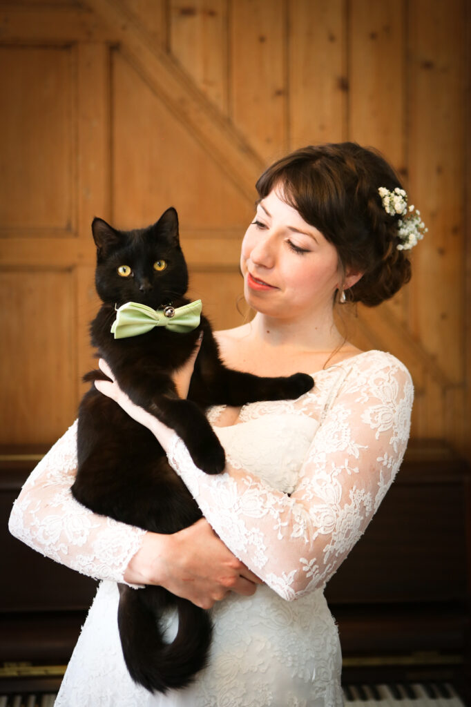 bride with cat