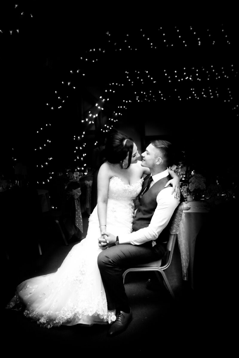 bride and groom at the evening reception