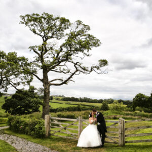 bride and groom in the country