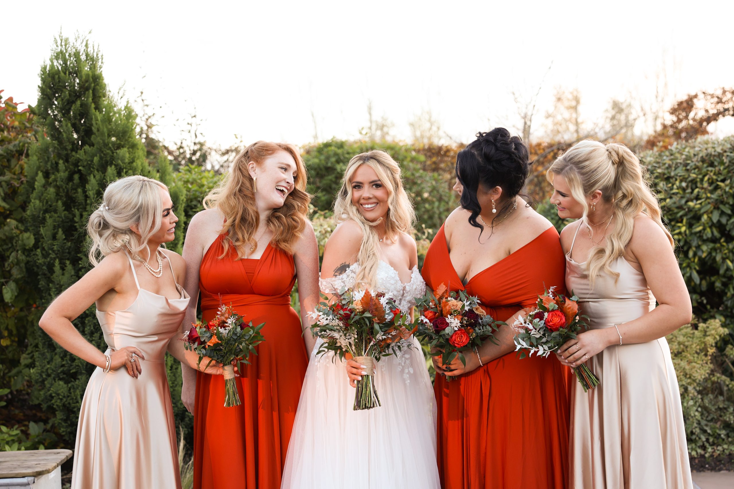 A classic bridal party wedding group in Cheshire.